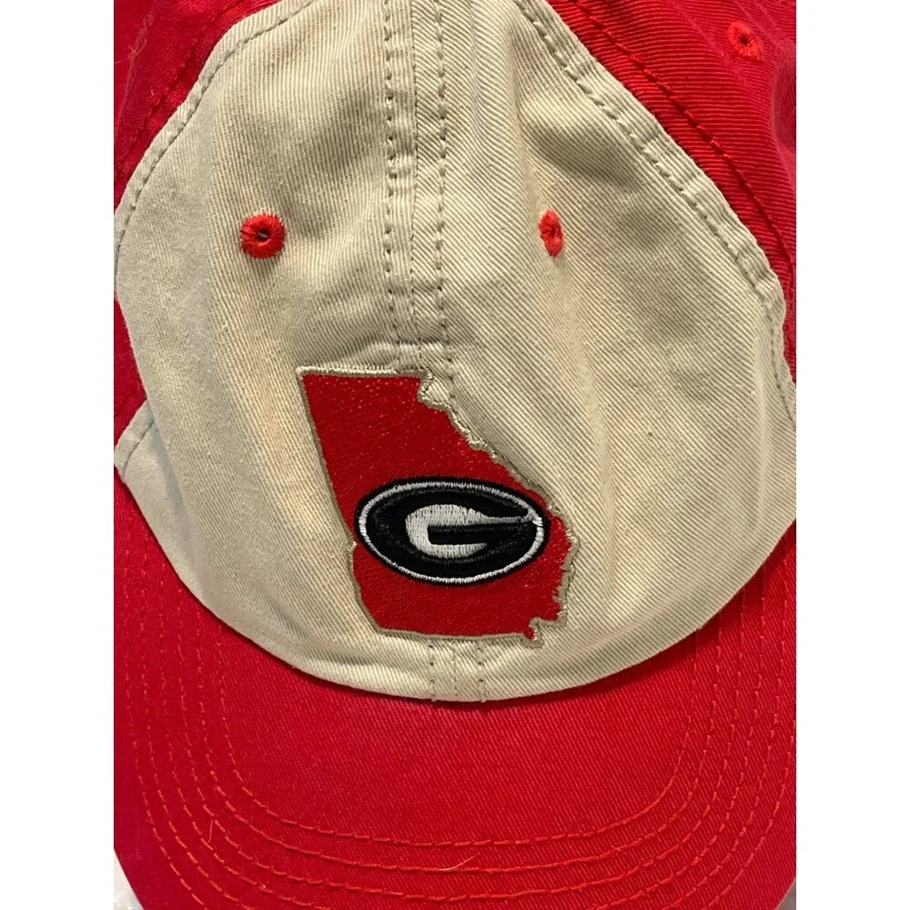 Georgia Bulldogs Adjustable Red & Beige Baseball Cap By Top Of The World preowne